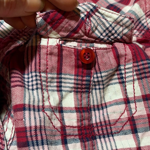 size S - Guess Cheery Cherry Plaid sparkly pretty fitted feminine classic style - Picture 15 of 16